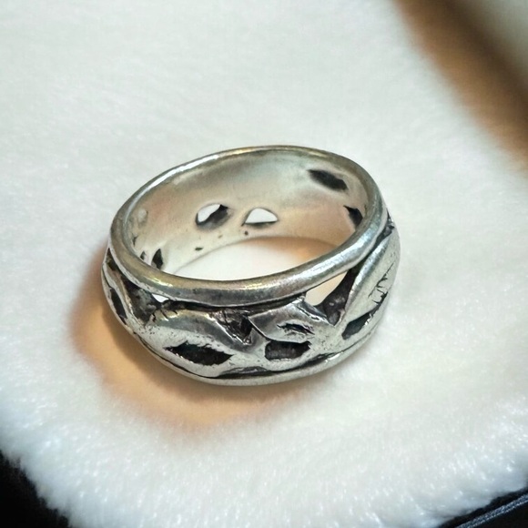 Vintage 90s Abstract Sterling Silver Ring Band (7) - Picture 4 of 7